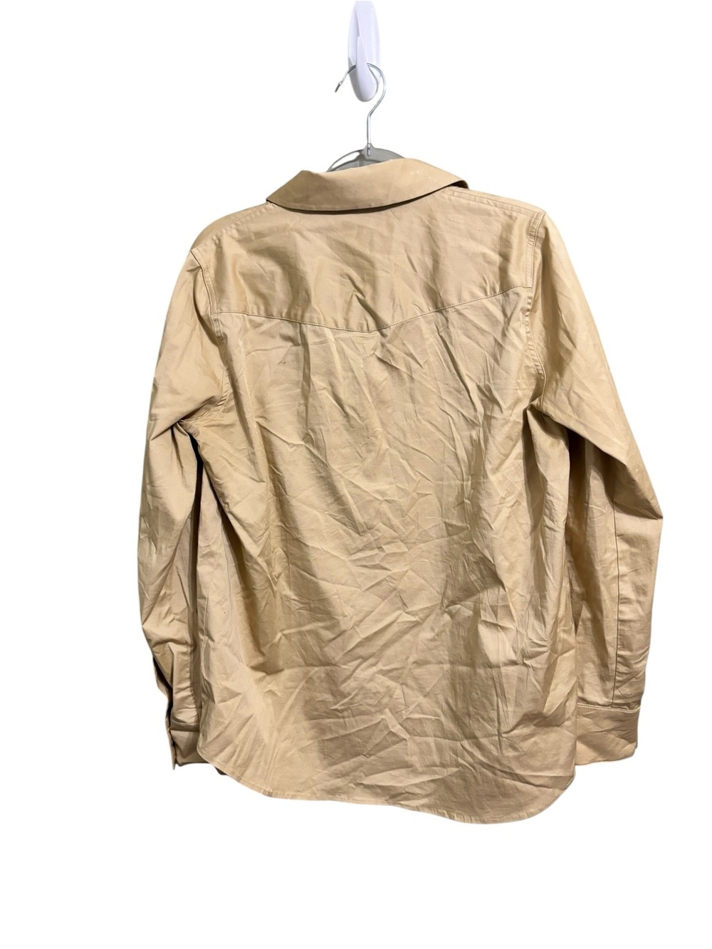 Tuckernuck Utility Button Down Shirt Women’s Medium Beige Cotton Long Sleeve Top - Picture 3 of 5